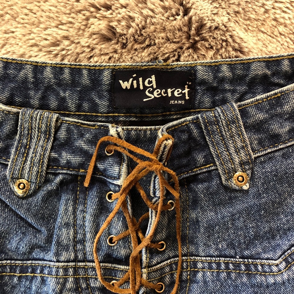 Wild Secret Womens Juniors Jeans 7 Blue Denim Mid Rise Straight Leg Med Wash